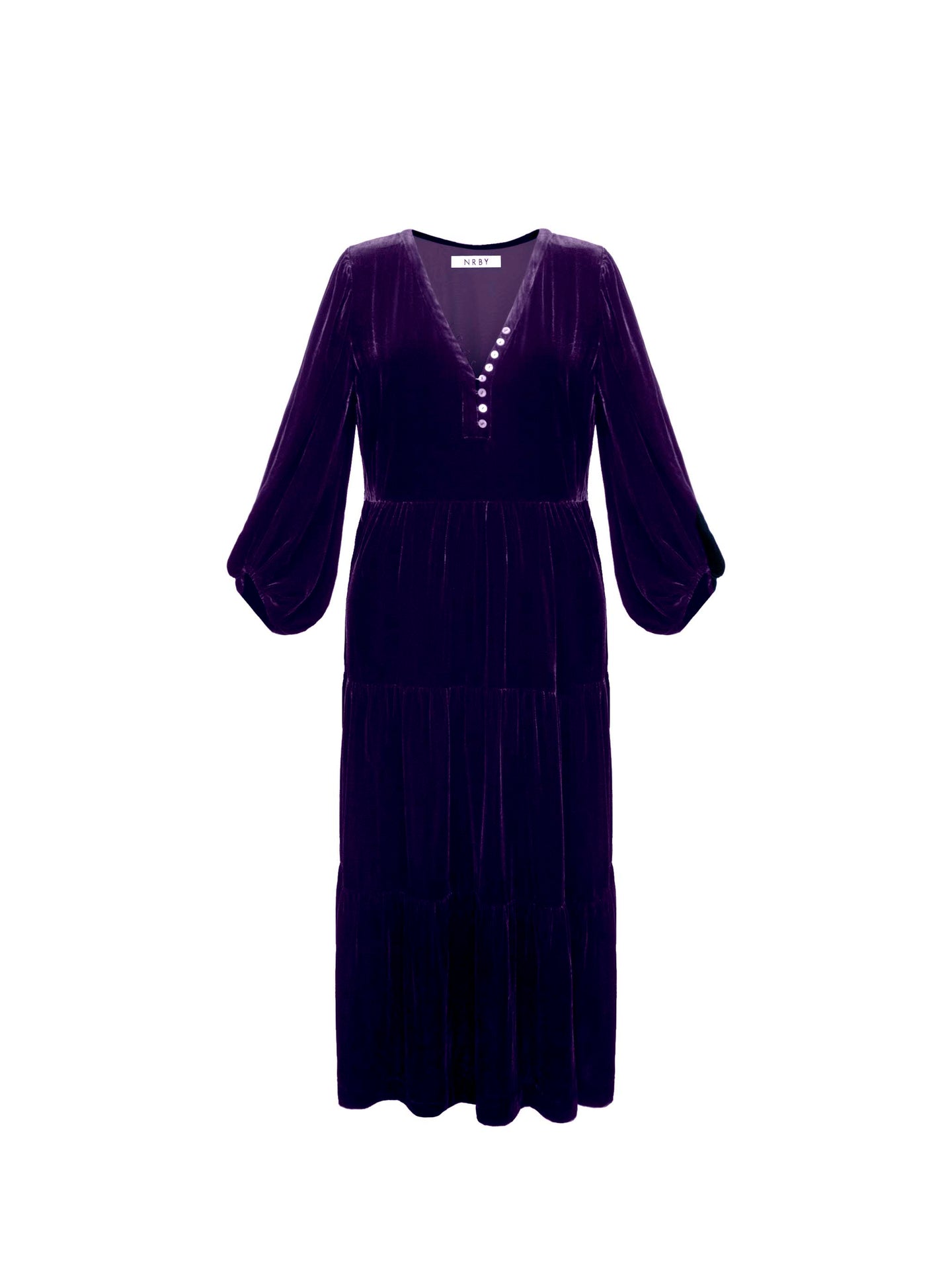 Aurora velvet multi button dress - Blackberry