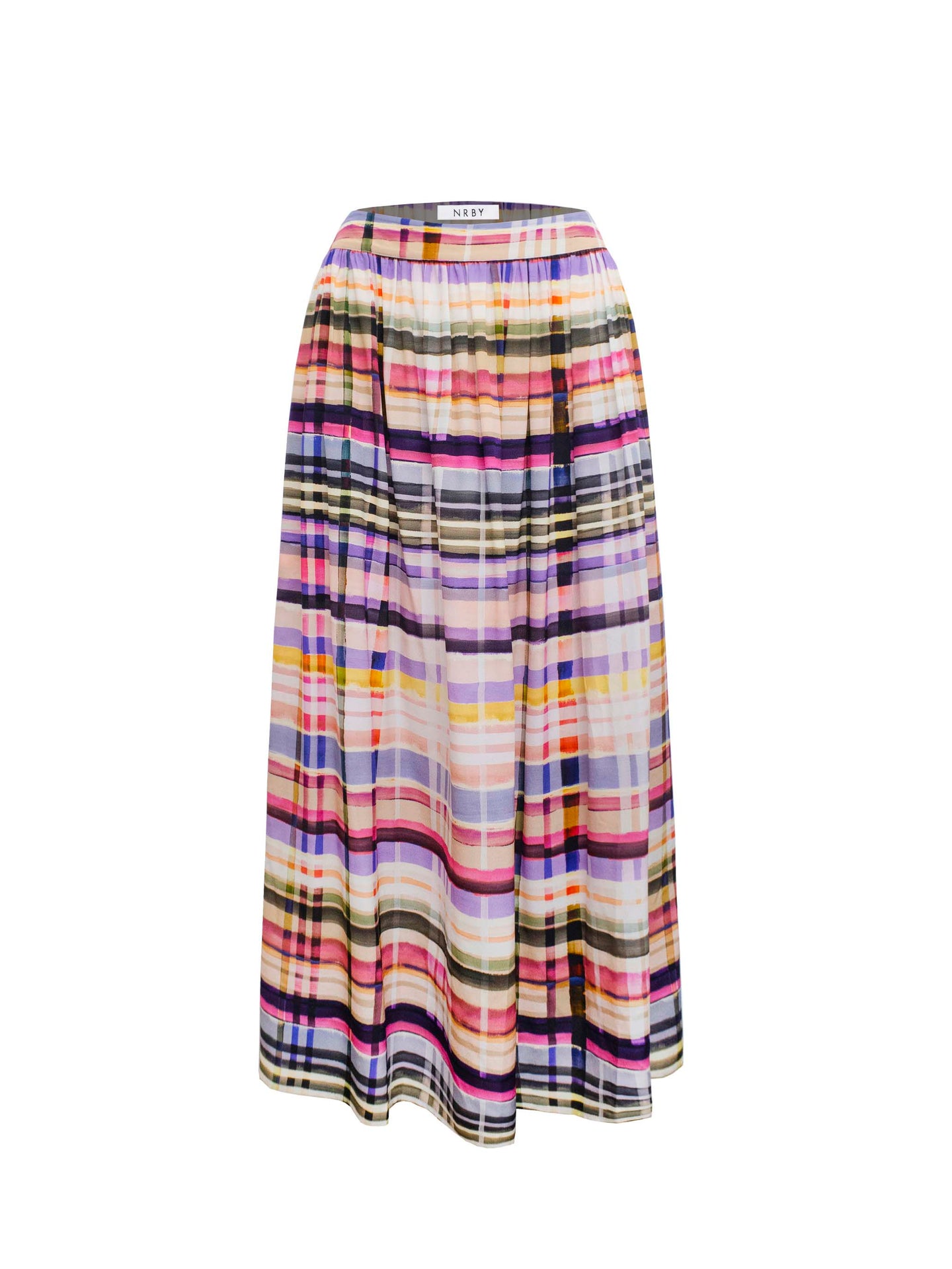 Lina silk blurred check skirt