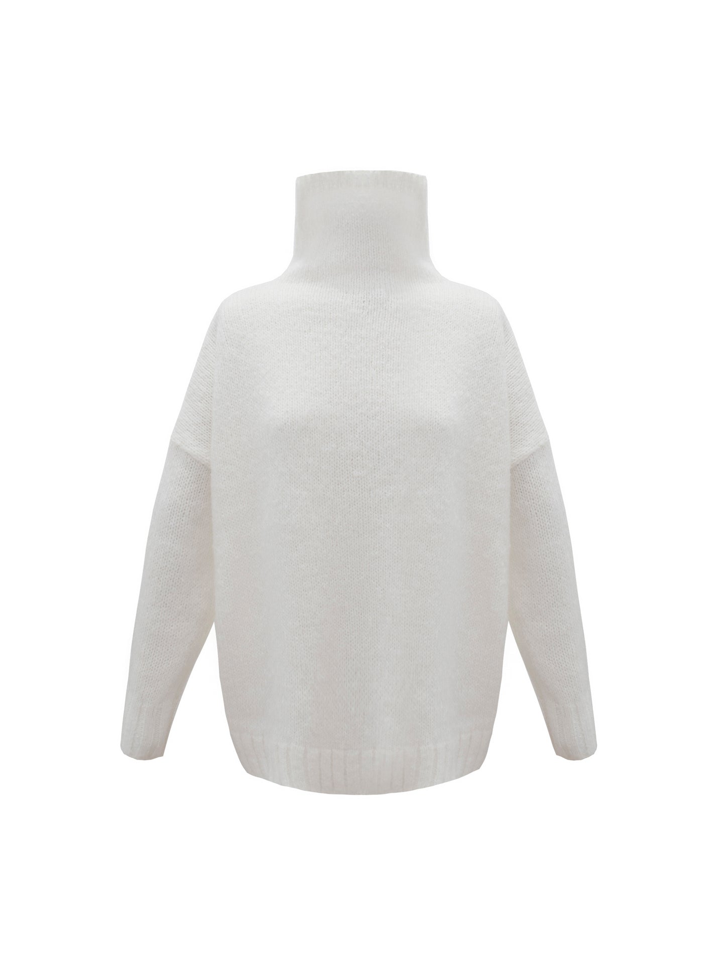 Jana funnel neck sweater with ribbed cuffs - Cream