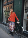 Lina silk blurred check skirt
