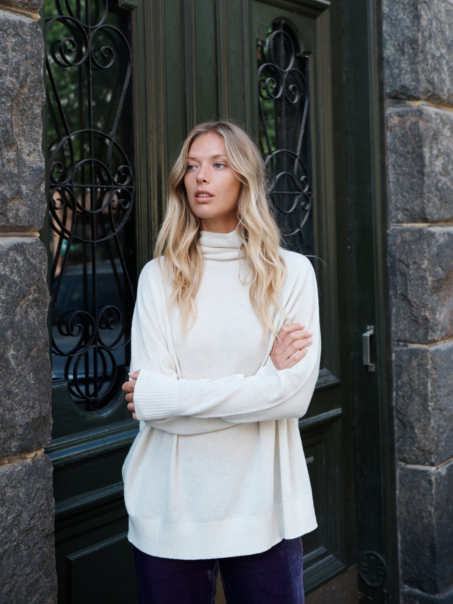 Josie funnel neck sweater with ribbed cuffs