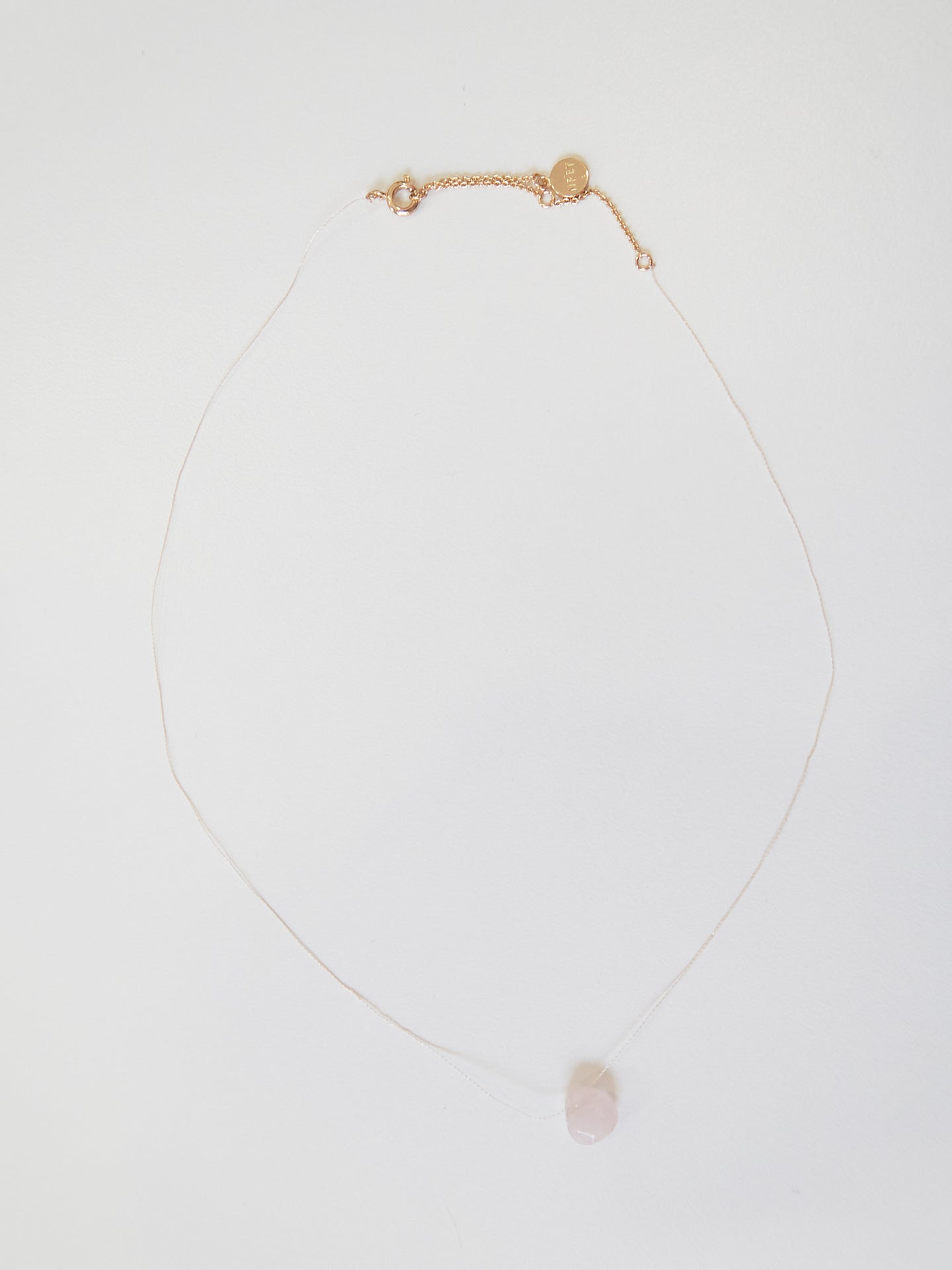 Silk thread necklace with rose quartz