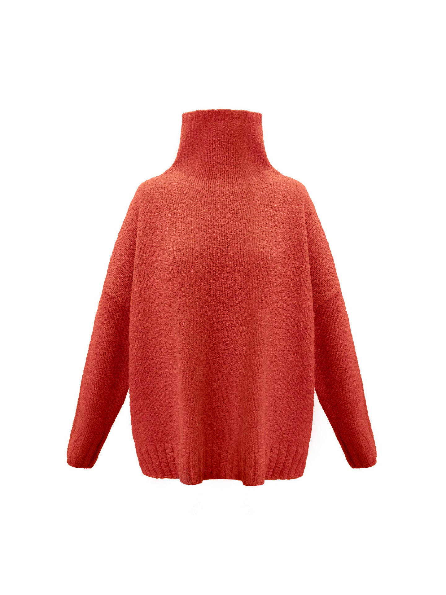 Jana funnel neck sweater with ribbed cuffs - Coral