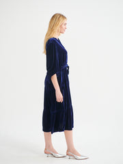 Ana velvet tiered dress - Navy