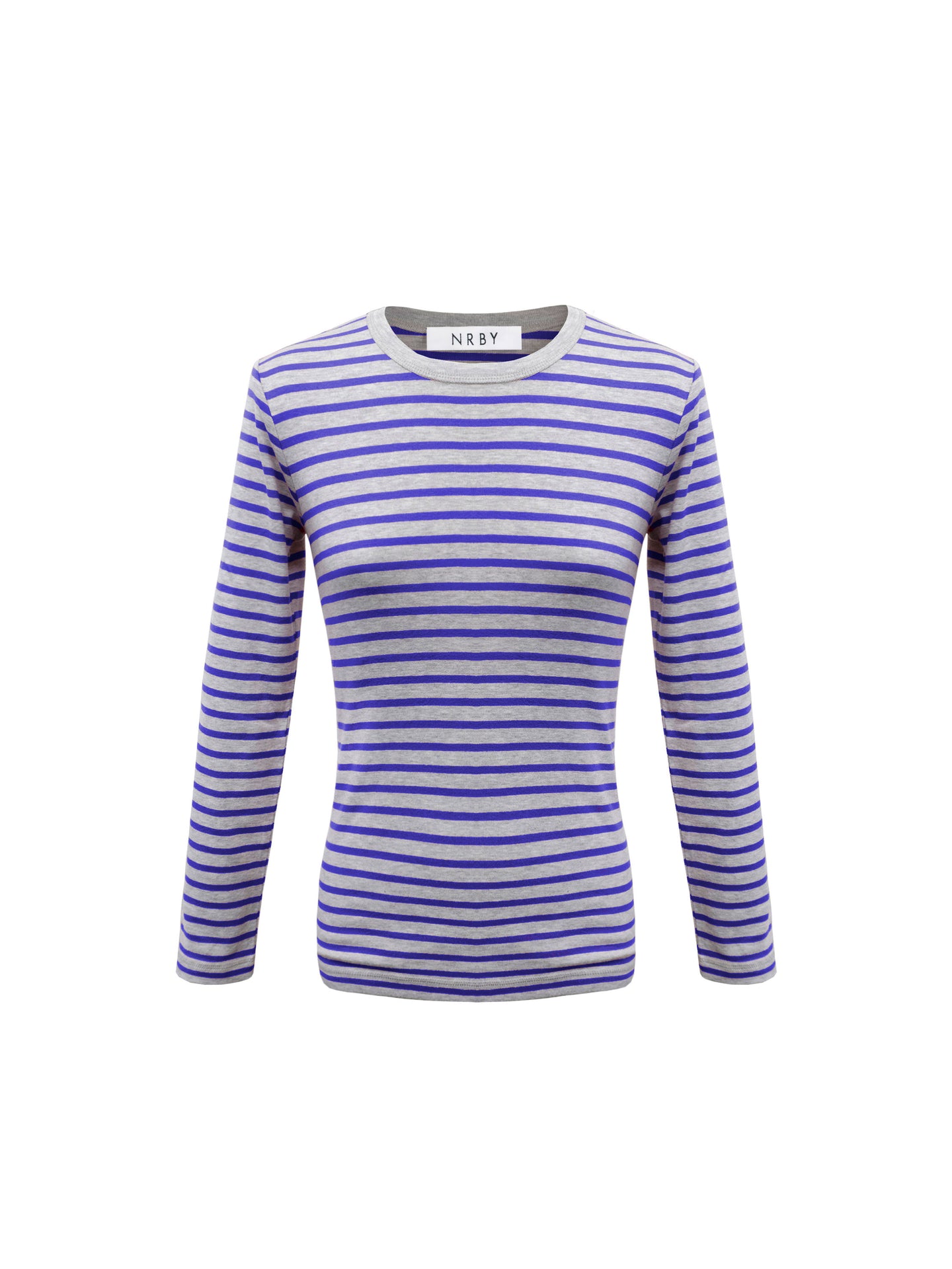 Billie cotton rib stripe t-shirt - Cobalt/Grey